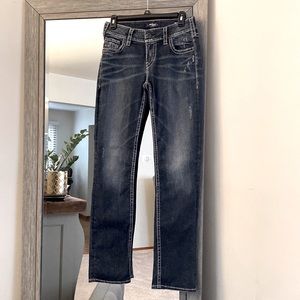 Silver Jeans, Suki mid straight, Fluid Denim, 27, medium wash jeans, great!!